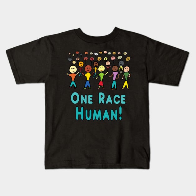 One Race Human Kids T-Shirt by Mark Ewbie